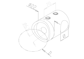 12mm Crossbar Holders - Model 2312 - End CAD Drawing